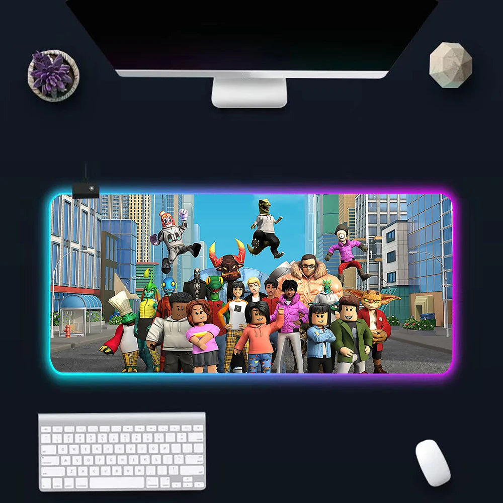 Hot game R-robloxs Cartoon RGB Pc Gamer Keyboard Mouse Pad Mousepad LED Glowing Mouse Mats Rubber Gaming Computer Mausepad