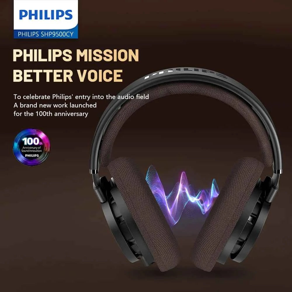 Philips SHP9500CY HiFi Open-Back Headphones Ultra-Comfortable Over-Ear Design  Crisp Clear Sound Lightweight & Durable Build