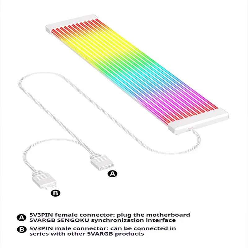TEUCER X8P/X12P ARGB LED Light Strip – 24PIN/8PIN Motherboard Power Extension Cable with Aura Sync