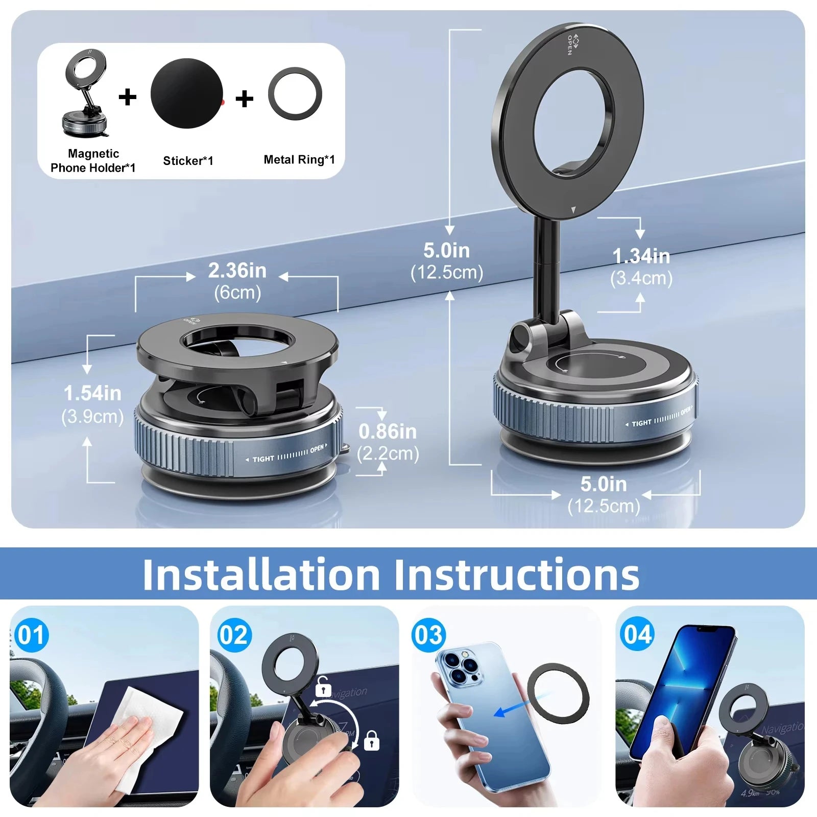 Mobile phone magnetic stand for desktop; 360° rotating magnetic adsorption stand; universal mobile phone holder