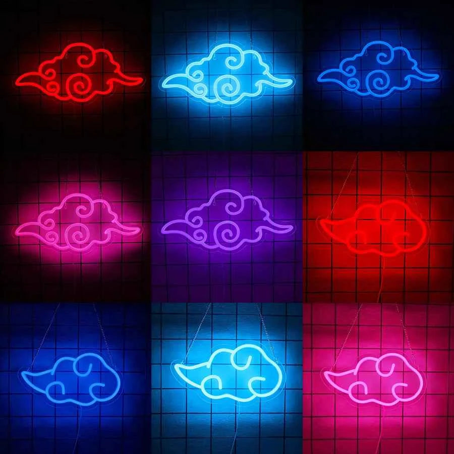 Anime Neon Sign,LED Cloud Neon Lights for Wall Decor,USB Night Light for Teen Boys Room,Bedroom,Game Room,Man Cave,Party Decor