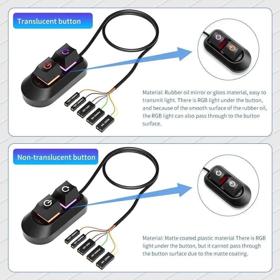 2M RGB LED Lights Computer Desktop Switch PC Motherboard External Start Power On/Off And Reset Button Extension Cable Key Switch