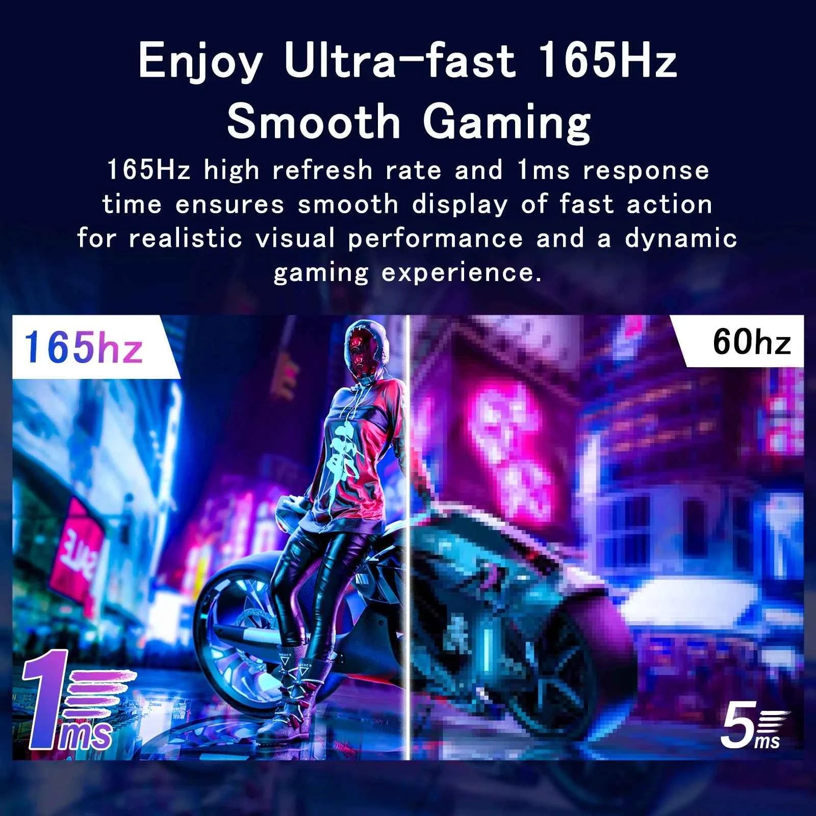 GreBear 165 Gaming Monitor 24 Inch - FHD 1080P IPS Screen 1ms (GTG) Home Office Computer Display, FreeSync Technology