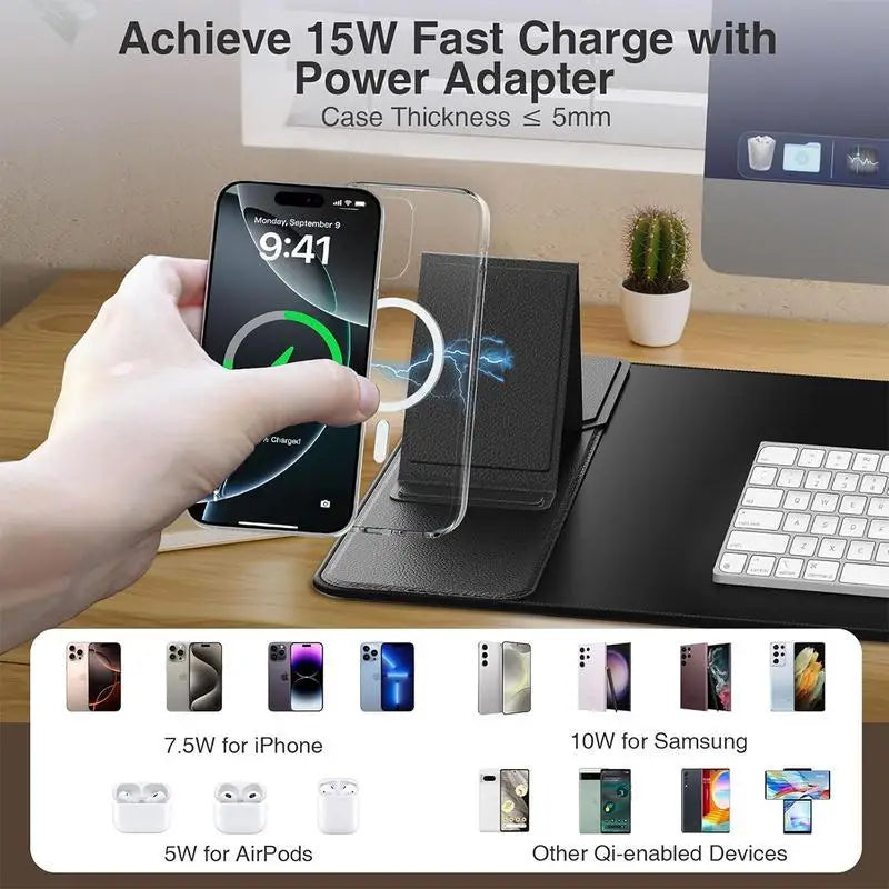 15WFast Charging Simple Atmospheric Magnetic Separation Two-in-One Mobile Phone Wireless Charging Mouse Pad