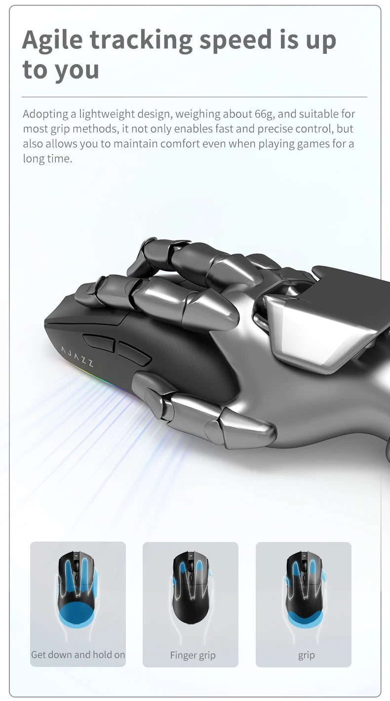 AJAZZ AJ139 V2 MC Magnetic Wireless Mouse, Ergonomic & Lightweight, for PC Gaming and Office Use, PAW3395 Sensor