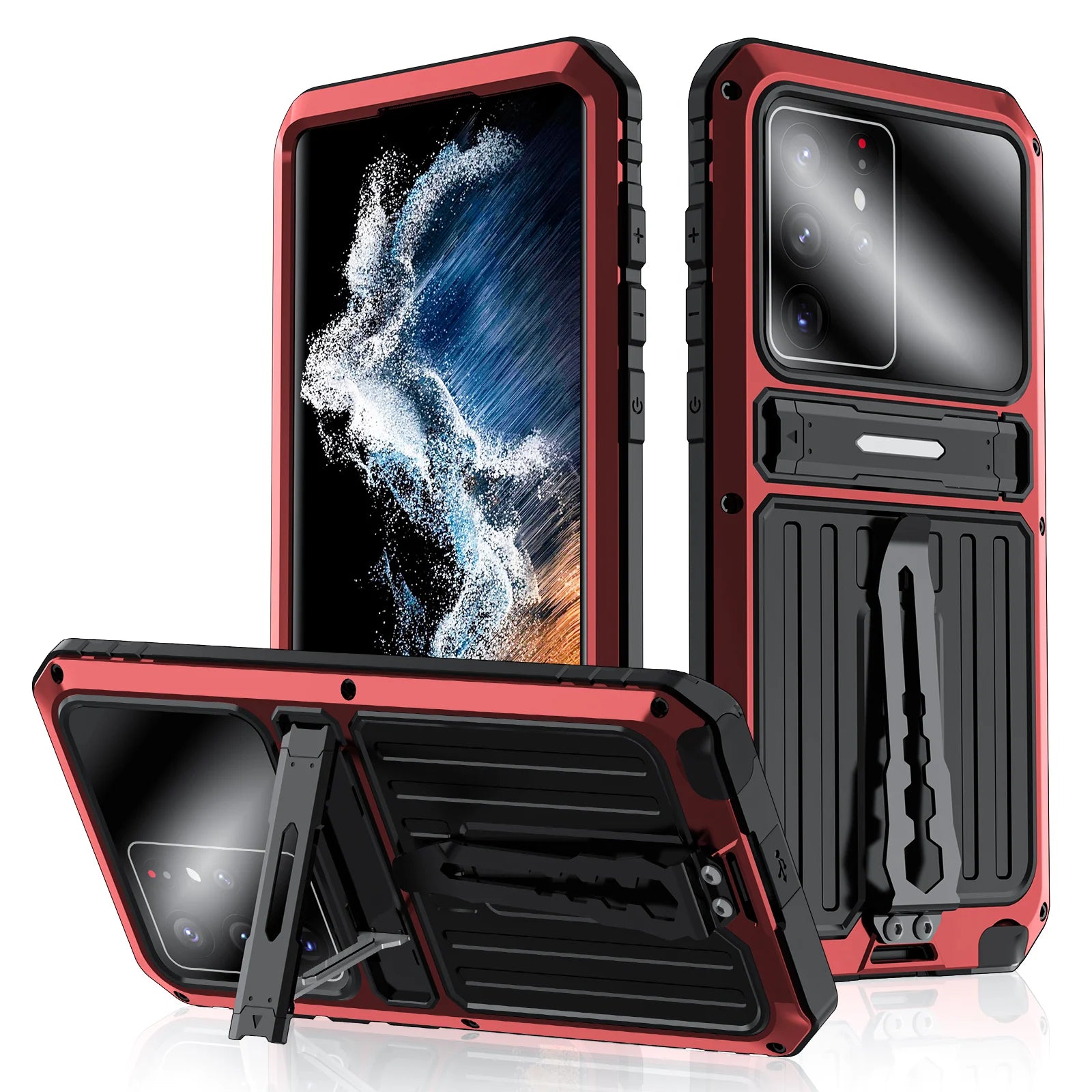 for Samsung Galaxy S22 S21 Ultra Aluminum Metal Case with Screen Protector Heavy Duty Dustproof Dropproof Shockproof Metal Case