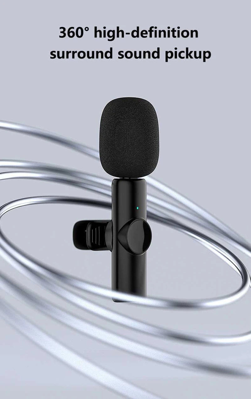 New Portable Wireless Lavalier Microphone Audio Video Recording Mini Microphone for iPhone Laptop Android Live Gaming Mic