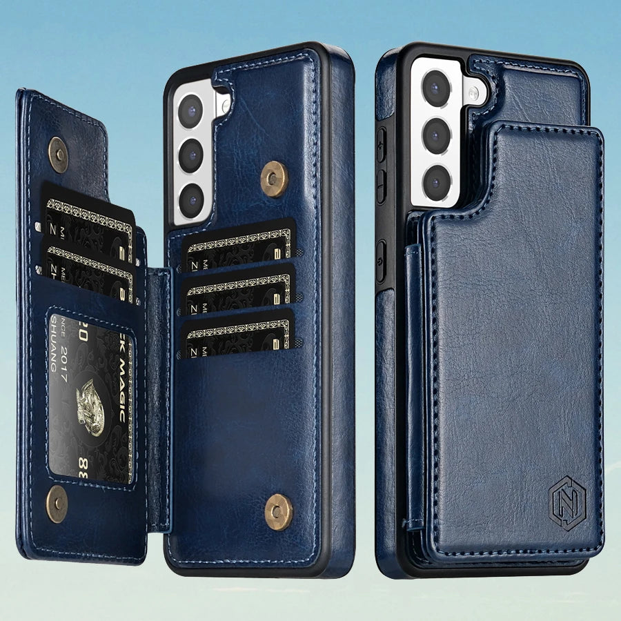 Wallet RFID Blocking Layer Protect Anti-Theft Magnetic Leather Case For Samsung Galaxy S26 Ultra S26 Plus S26 Cover