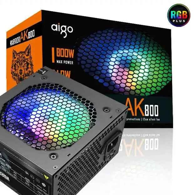 Aigo AK PC PSU Power Supply Unit 500W 600W 700W 800W 1000W Gaming 120mm RGB Fan 220V ATX Desktop computer Power Supply for BTC