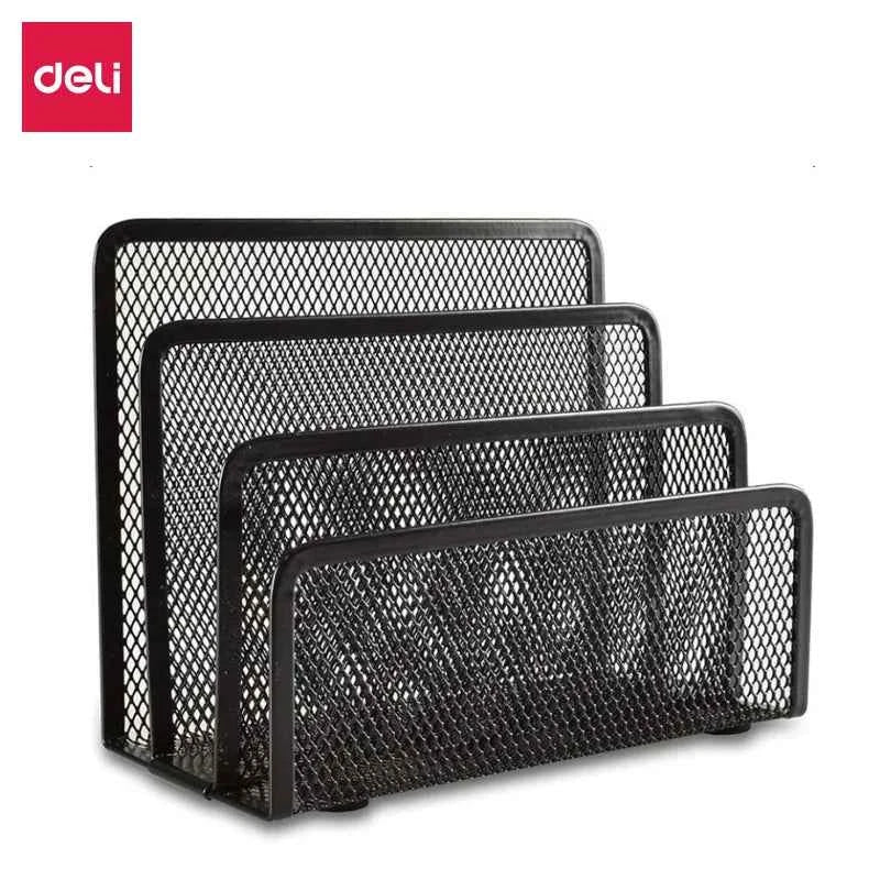 3-Layer Black Metal Mesh Notebook Stand Rack Desk Organizer for Papers Magazines Documents Books - Office Supplies