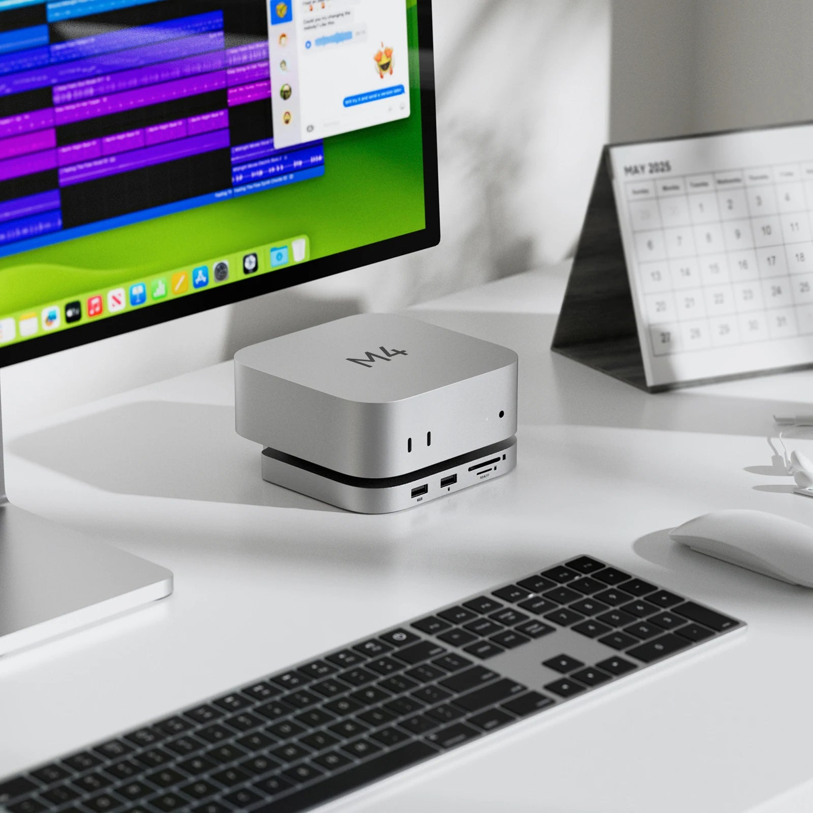 Minisopuru Mac Mini M4 Hub Dock Stand With M.2 SSD Enclosure 4K60Hz HDMI SD/TF USB C HUB Docking Station for Mac Mini M4/M4 Pro - WinSupport Tech