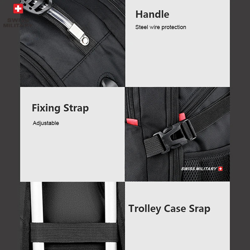 SWISS MILITARY Fashion Travel Multifunction Large Capacity Male Bag Usb Charging Waterproof 23 inch Laptop Backpack Men Mochila