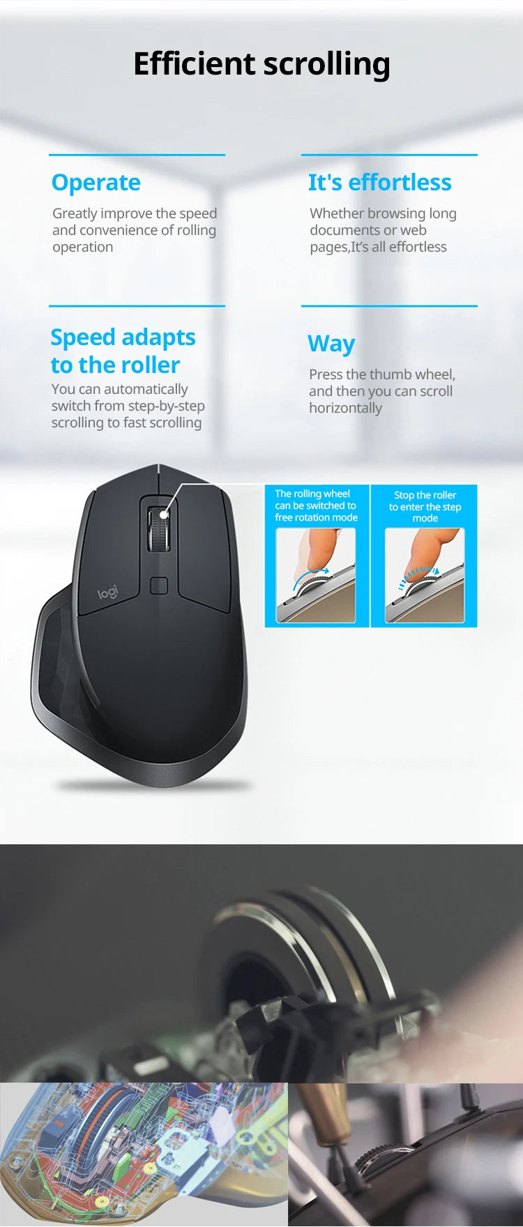 Logitech MX Master 2S BLE Wireless Mouse, 4000DPI, Dual-Mode Connectivity, Ergonomic Design, Long Battery Life, Office Use
