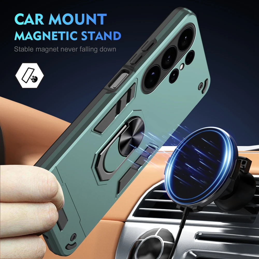 Armor Shockproof Lens Protect Phone Case For Samsung Galaxy S26 Ultra S 26 Plus S26 5G Finger Ring Holder Magnetic Cover