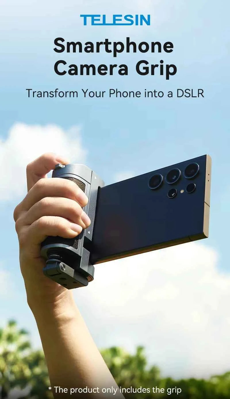 Phone Camera Grip with Bluetooth, Hidden Selfie Stick Stand Multi-Mode Control Universal Fit for IPhone/Android - Vlog Essential