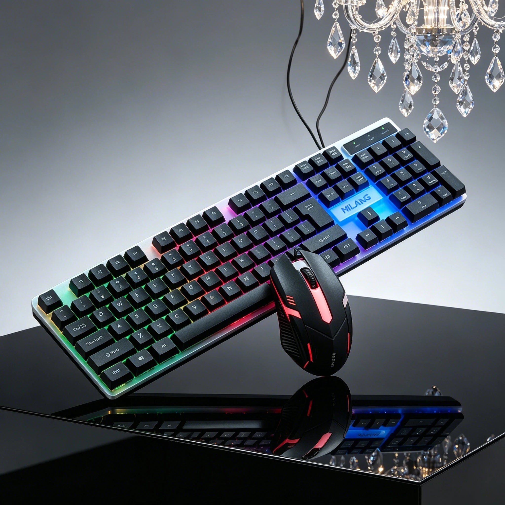 RGB Backlit Wired Gaming Keyboard, Rainbow LED Mechanical-Feeling Keyboard, Silent Keyboard, Suitable For PC Gamers, Compatible With Windows, Laptops, Desktops, Plug And Play, Durable Detachable ABS Keycaps, Suitable For Gami