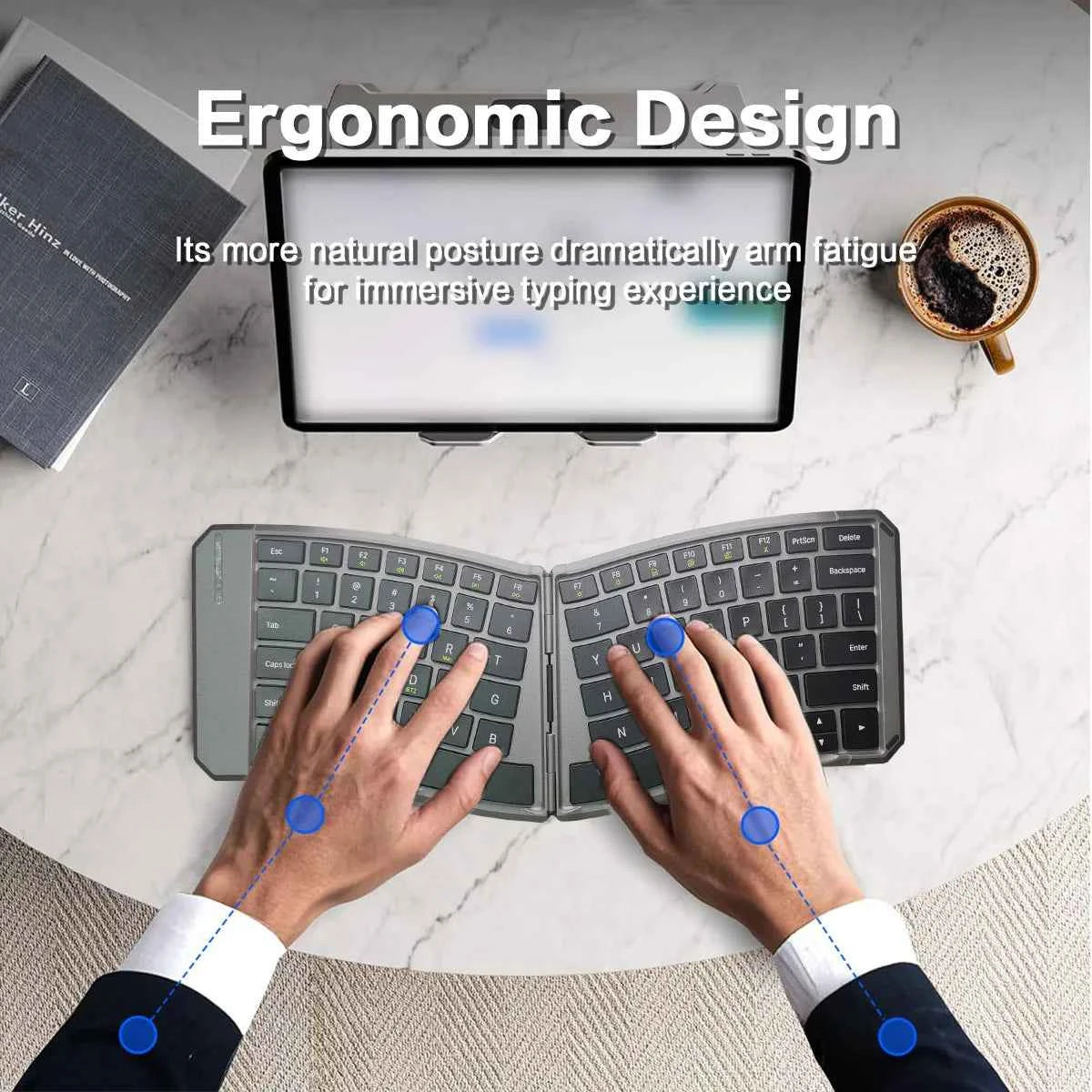 Jomaa Foldable Bluetooth Keyboard Ultra-Thin Folding Rechargeable Keyboard Portable Wireless Keyboard for Laptop iPhone iPad