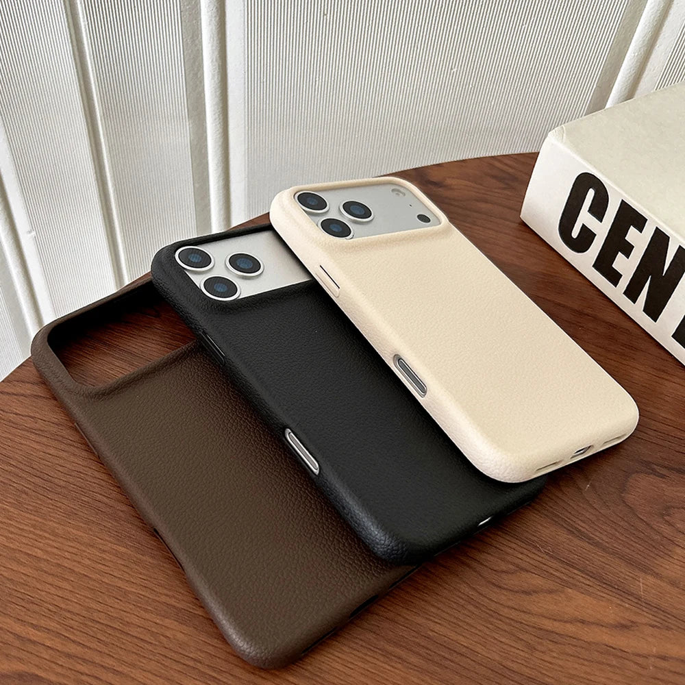 Luxury Leather Texture Phone Case for iPhone 17 pro Max/Air 16/15/14/13/12/11 plus pro Max - Shockproof Soft TPU Cover Shell