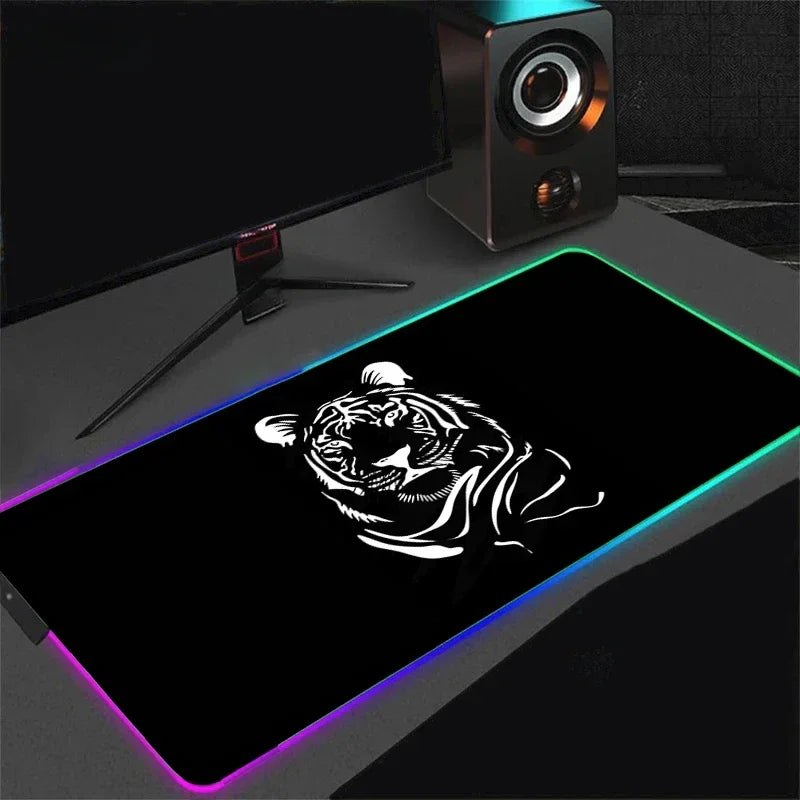 Extra large size RGB luminous black and white line 90x40cm gaming mouse pad, large gaming table mat, suitable for gamers