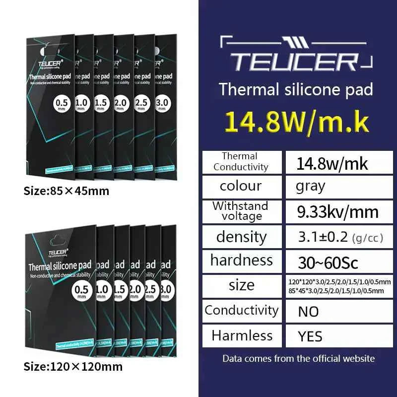 TUECER GPU CPU Thermal Pad Heatsink Cooling Conductive Silicone Pad 80x40/100x100mm High Quality Thermal Pad thermal insulation
