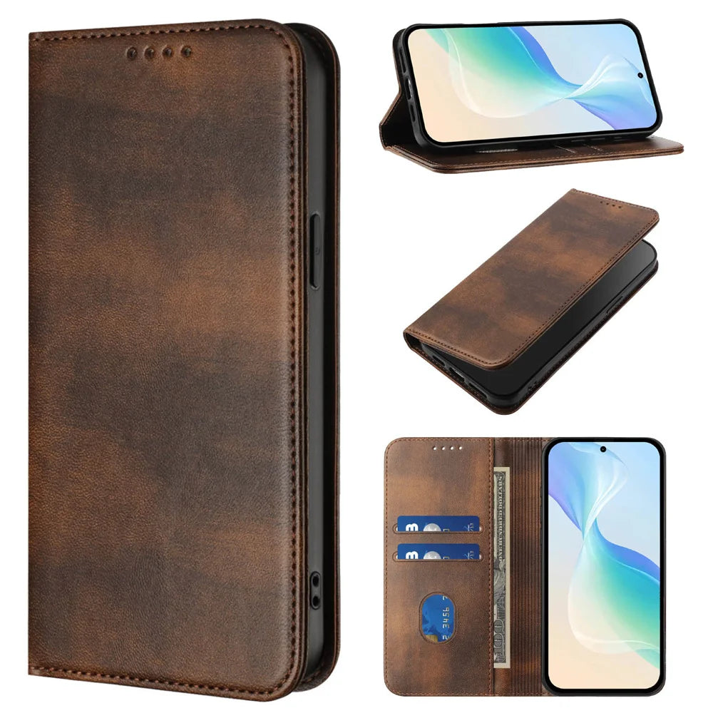 For iPhone 17 Pro Magnetic Wallet Flip Luxury Leather Case on For iPhone 17 16 15 14 13 12 11 Pro Max Plus 17 Air 16E Back Cover