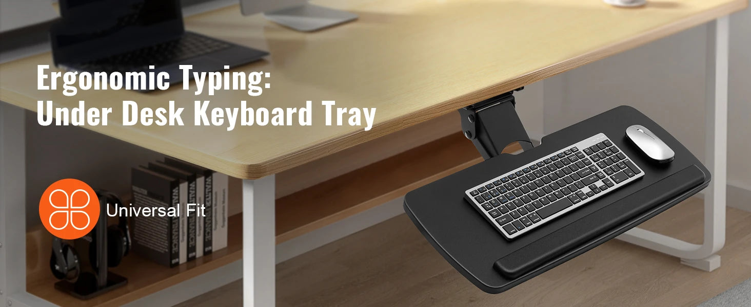 SucceBuy Keyboard Tray under Desk Adjustable Height & Angle Keyboard Tray Slide out & Holder for Typing in Home and Office Work