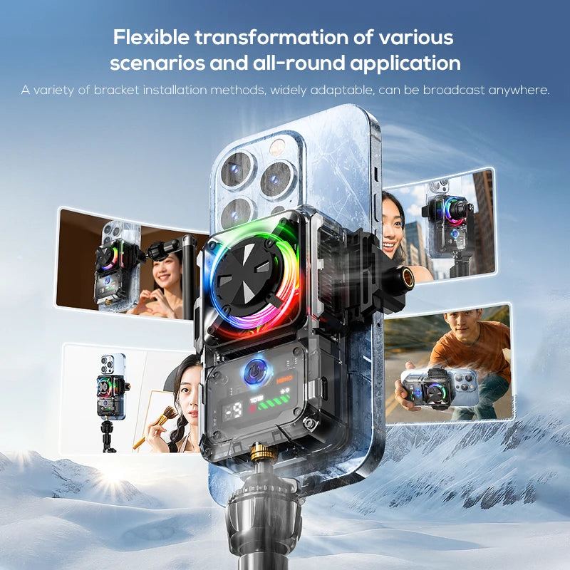 DL23 Semiconductor Phone Cooler Powerful Cooling 2000mAh Temperature Control Digital Display Dual Live Streaming Mount Holes