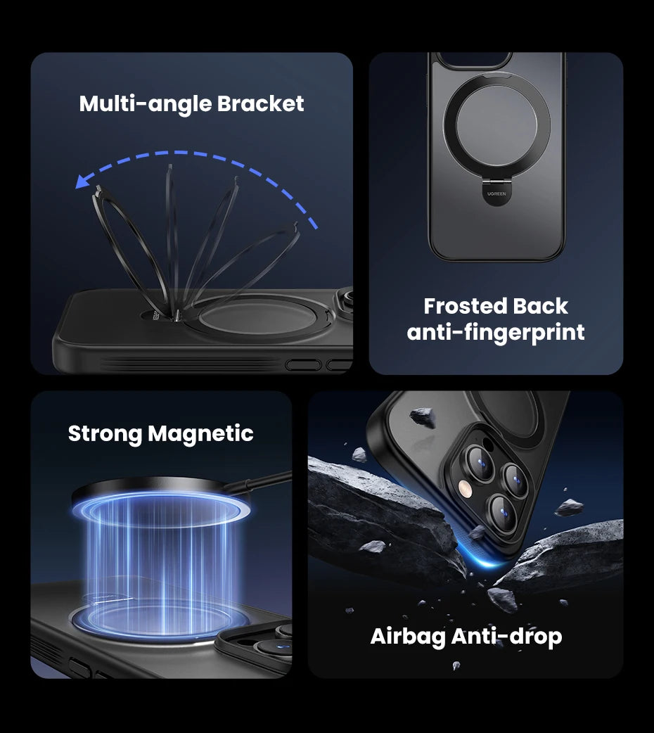 Magnetic Stand Case for iPhone 15 Pro Max Shockproof Cover for iPhone 15 Pro Case with Kickstand Ring