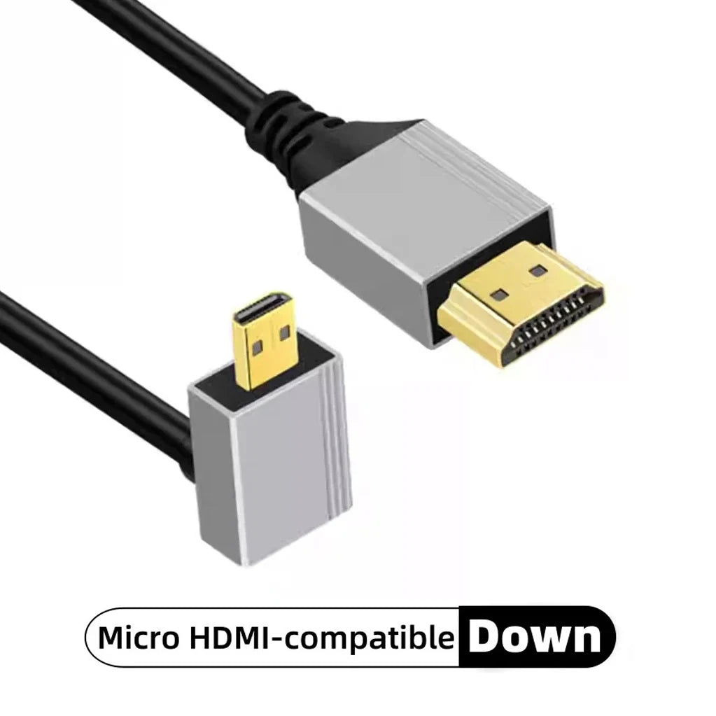 8K 90 Degree Mini HDMI-compatible, Micro HDMI-compatible to HDMI-compatible Adapter Cable for Laptop Camera Camcorder Monitor