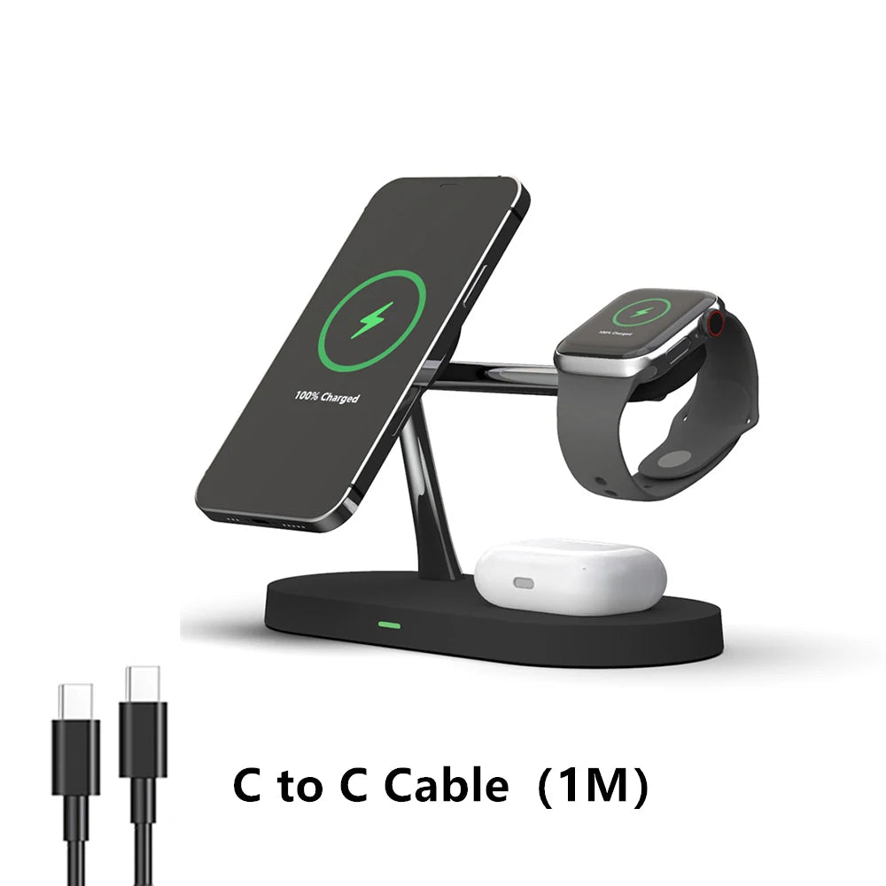 3 in 1 Wireless Charger Stand For iPhone 12/13/14/15/16/17 Fast Charging Station for Apple Watch 10 9 8 7 6 5 4 Airpods 2 3 Pro