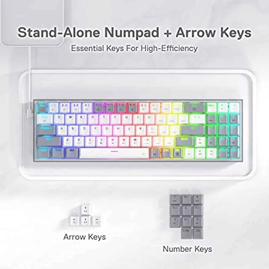 Redragon K628 75% Wired RGB Gaming Keyboard, 78 Keys Hot-Swappable Compact Mechanical Keyboard Hot-Swap Socket,  Red Switch