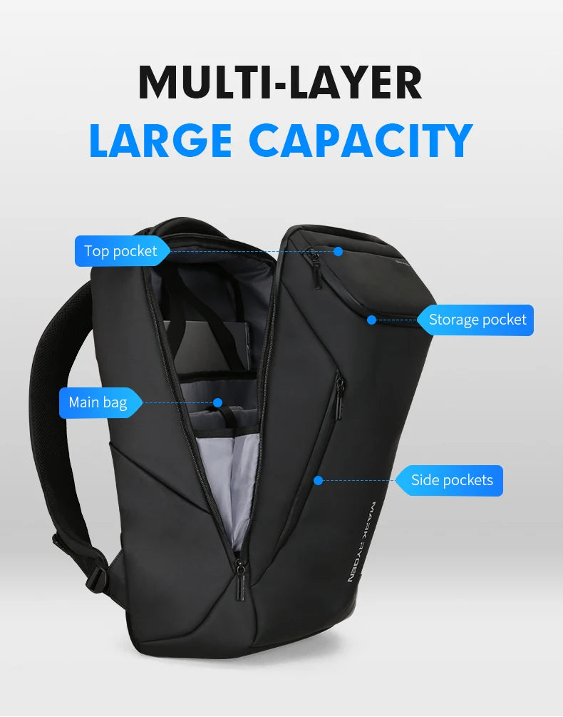 Mark Ryden 2025  Anti-Thief Fashion Men Backpack Multifunctional Waterproof 15.6 Inch Laptop Bag Man USB Travel Charging Bag