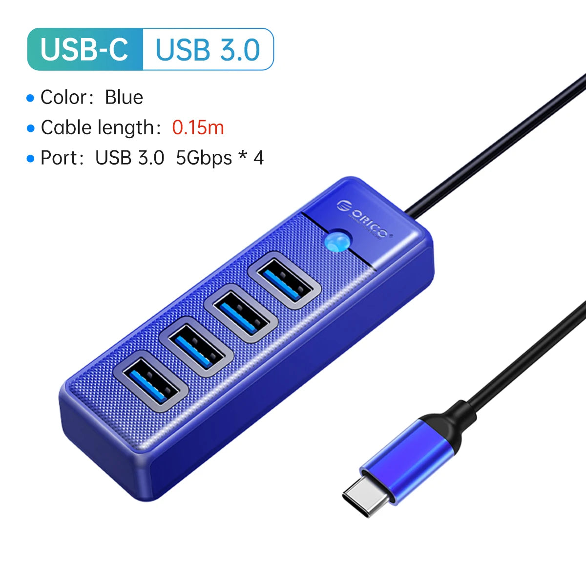 ORICO-Multi Type C Splitter 4 Ports USB 3.0 HUB 5Gbps High Speed OTG Adapter for PC Computer Accessories Macbook Pro