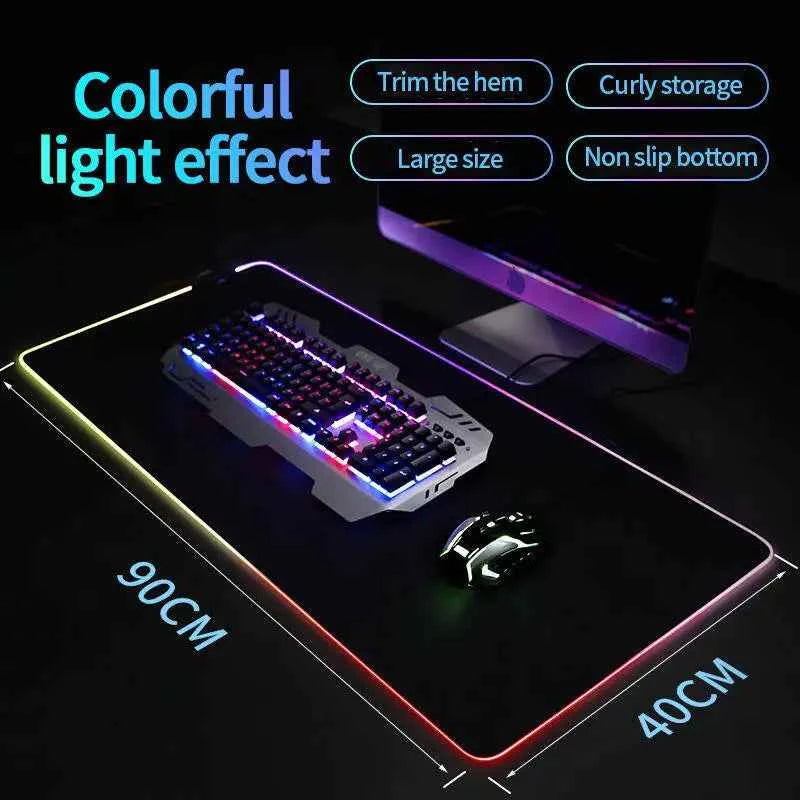 ROG ASUS Mouse Pad RGB Gamer Desk Mat Led Back Light Mousepad Setup Gaming Accessories Deskmat Big Colorful Mousepepad Backlight