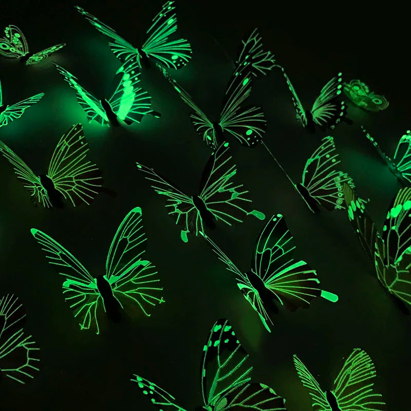 12pcs Luminous 3D Butterfly Wall Sticker for Kids Bedroom Home Living Room Fridge Wall Decal Glow in Dark Wallpaper Decoration