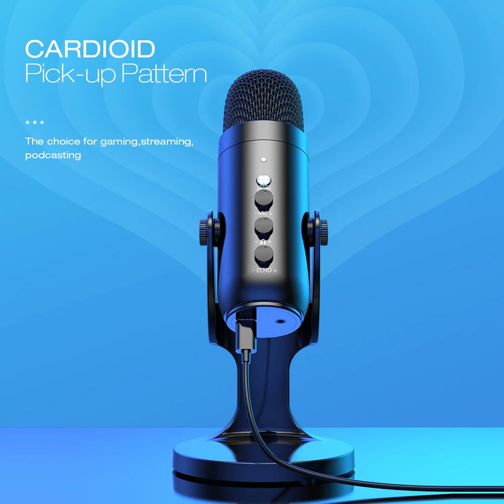 Haomuren USB Microphone for PC Mac Gaming Recording Stream Podcast, Computer Condenser Mic with Phone Adapter Headphone Output - WinSupport Tech