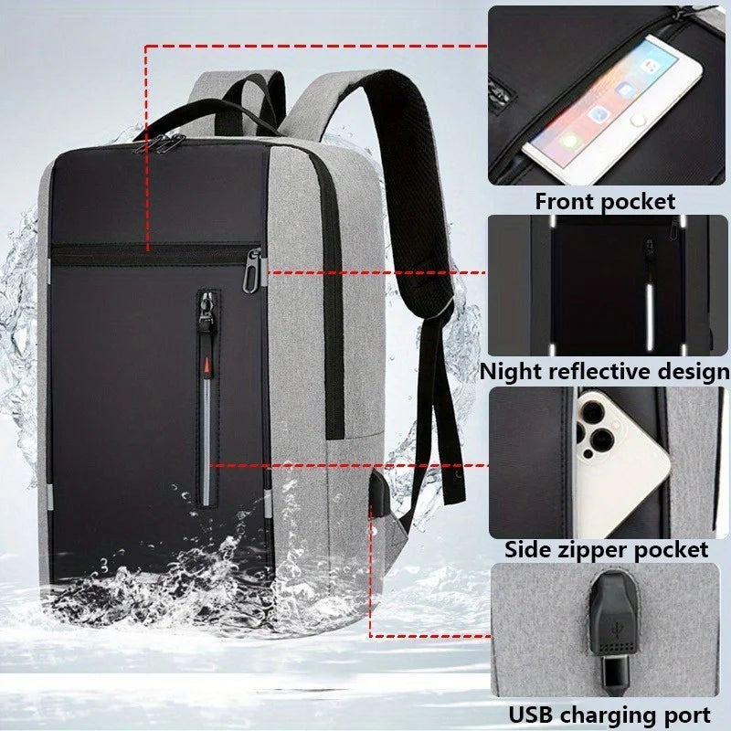 Man Travel Backpack Laptop Backpack with Charging Port Oxford Cloth Backpack Casual Daypacks Large Capacity Backpack
