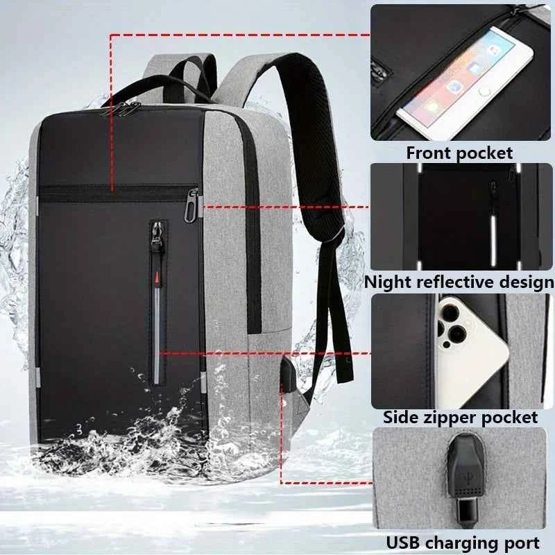 Man Travel Backpack Laptop Backpack with Charging Port Oxford Cloth Backpack Casual Daypacks Large Capacity Backpack