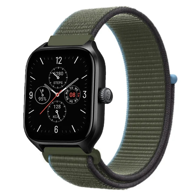 20mm 22mm Nylon Loop Strap for Amazfit GTR 42 47mm/GTR2/2e/3/3 Pro/4/GTS/GTS2/mini/3/4 Bracelet for Amazfit Bip-U-S/Stratos 2 2S