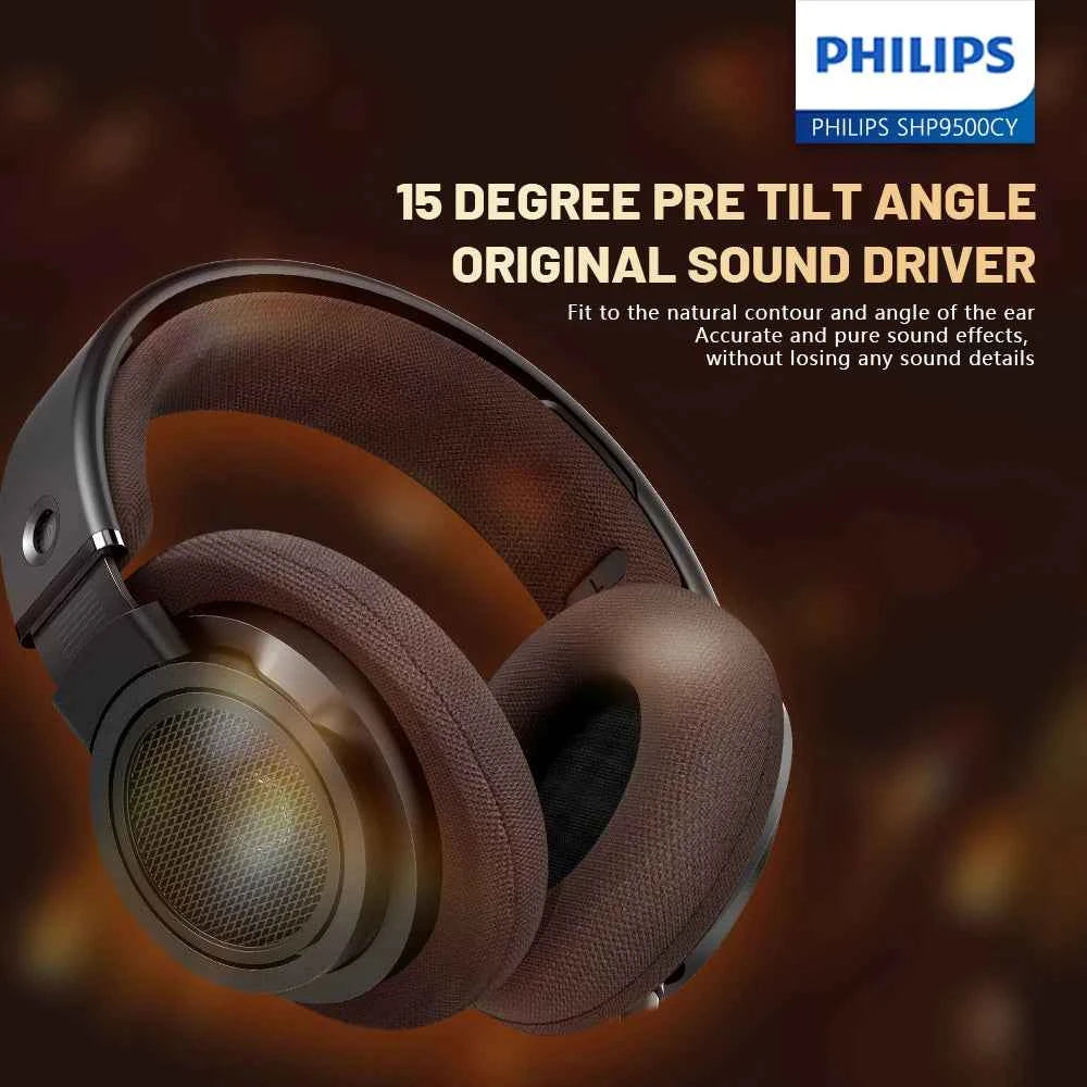 Philips SHP9500CY HiFi Open-Back Headphones Ultra-Comfortable Over-Ear Design  Crisp Clear Sound Lightweight & Durable Build
