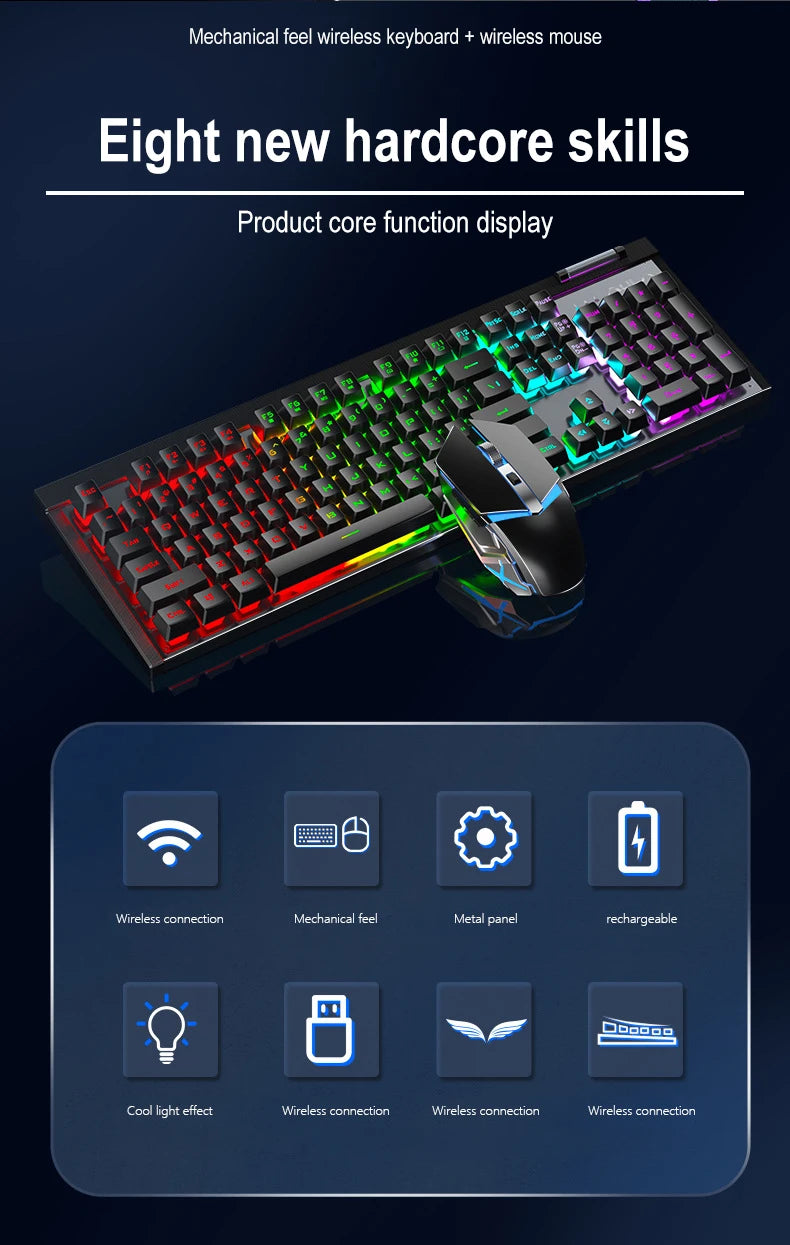 T610 Wireless Keyboard & Mouse Combo Rechargeable Notebook, Desktop Office, Home Gaming, E-sports Keyboard & Mouse