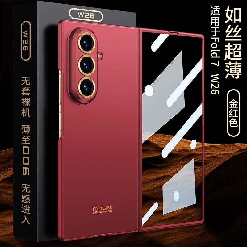 Luxury Fashionable Ultra-thin Phone Case For Samsung Galaxy Z Fold 7 6 5G With Screen Glass Protect Film Matte Protector Cover