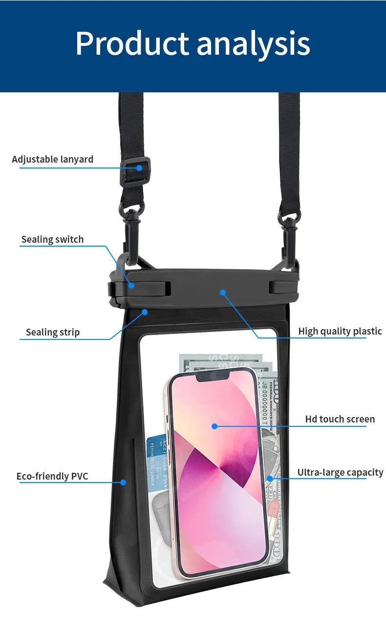 Waterproof Case for iPhone 16 15 14 Samsung S24 23 Ultra Pro Max Plus Large Capacity Swimming Underwater Diving Cover Pouch \';[
