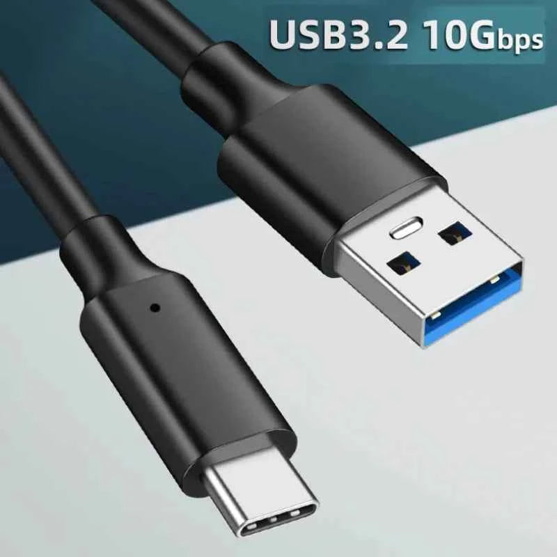 USB3.2 10Gbps Cable USB Type A to USB C 3.2 Gen2 Cable Data Transfer USB C SSD Hard Disk Cable 3A 60W QC 3.0 Fast Charging 1m 2m