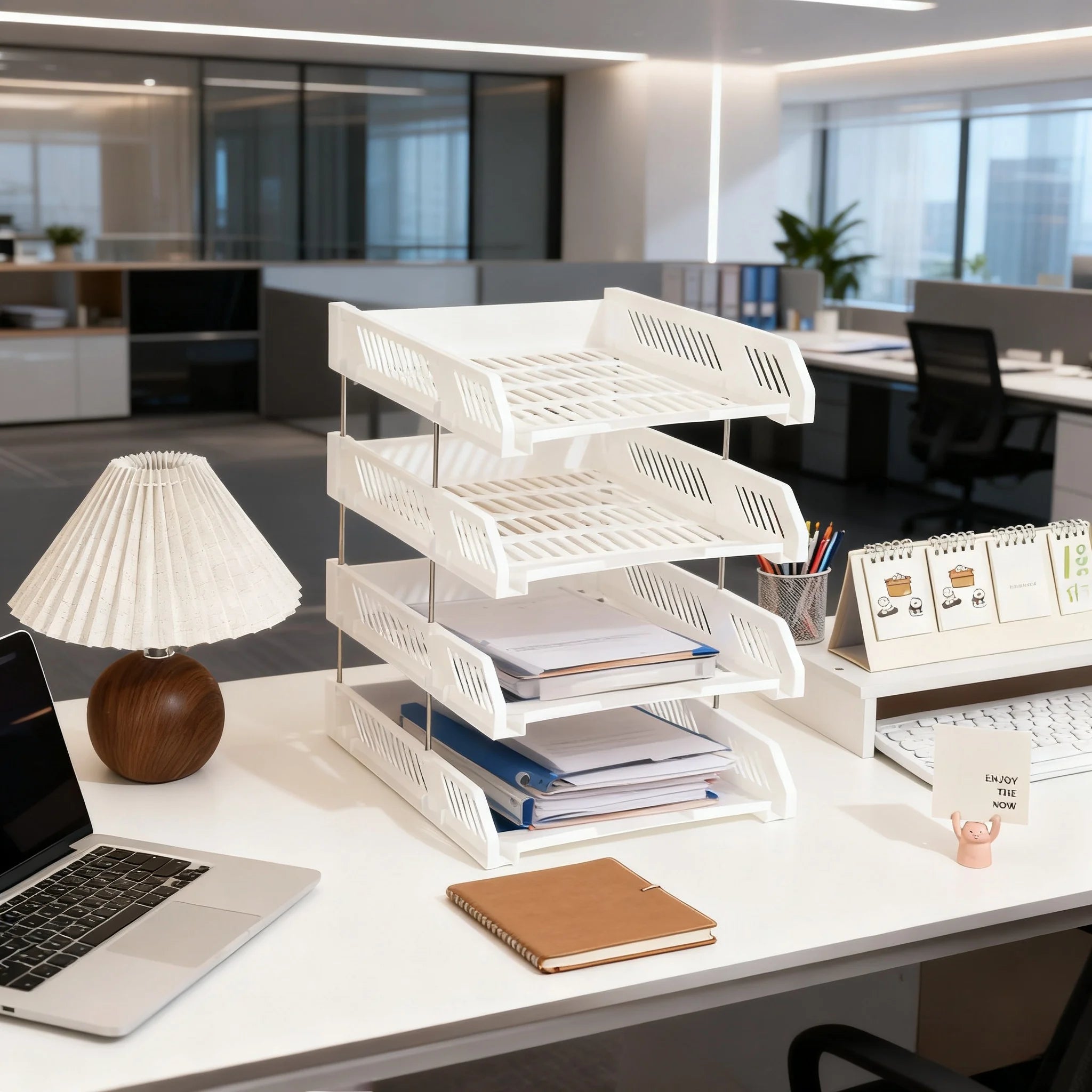 Four-Layer File Tray with Hollow File Compartments, Detachable Storage Rack, File Frame for Organizing Documents, Multi-Layer and Thickened