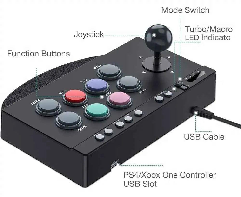 PXN 0082 Wired Game Joystick Arcade Console Street Fighter Controller Gaming Joystick for USB PS3/PS4/Switch/PC/Android TV /XBOX