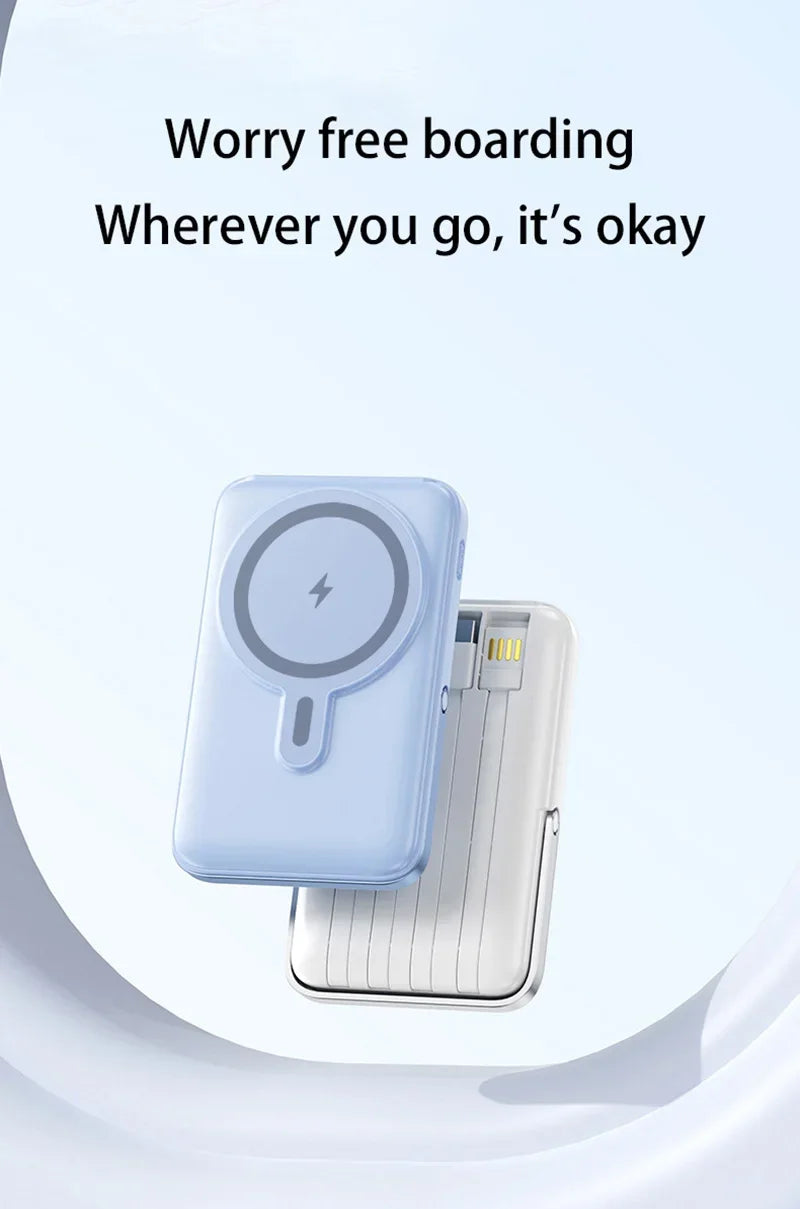 New 20000mAh Magnetic Wireless Power Bank with Cable Stand 22.5W Fast Charger for IPhone 17 16 15 14 13 Samsung Xiaomi Powerbank