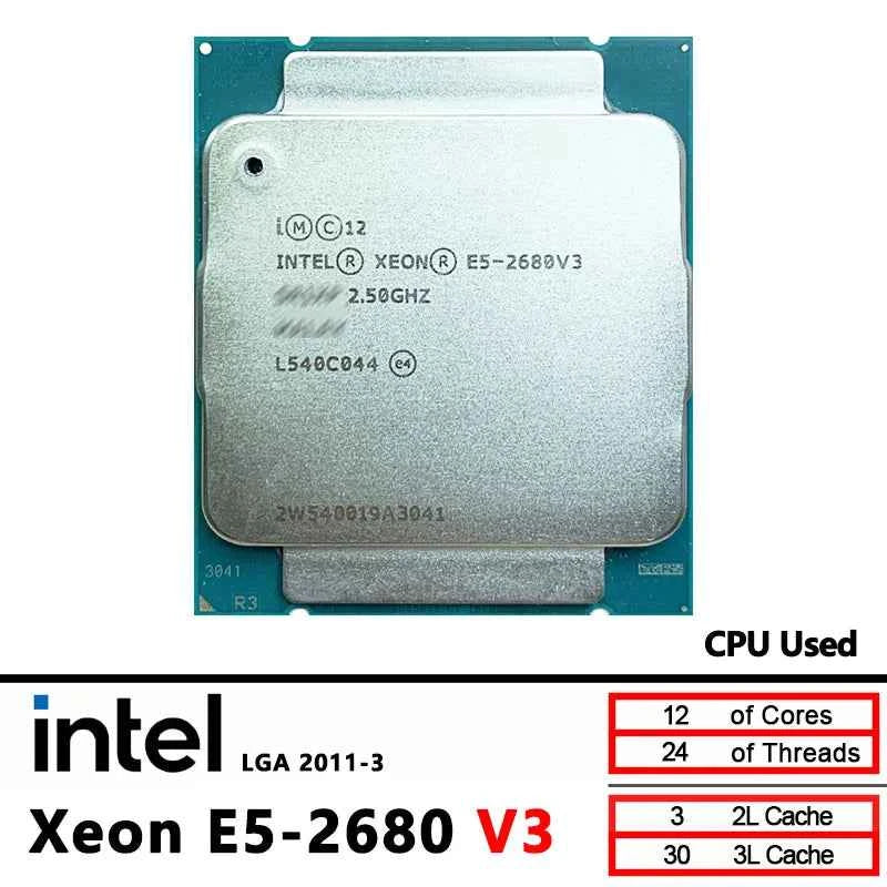 Intel Xeon E5 2680 V3 Used E5 2680V3 2.5 GHz Twelve-Core Twenty-four-Thread CPU processor  30M 120W LGA 2011-3