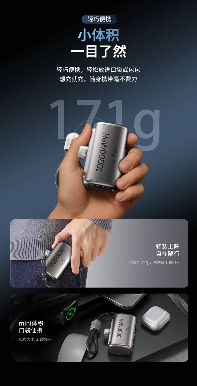 Mini PowerBank 10000mAh Spare battery Portable Charger Mobile External Battery Fast charging For iPhone Samsung Xiaomi