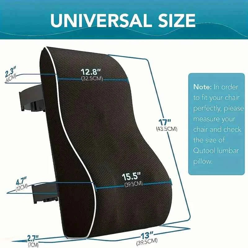 1pc Lumbar Support Pillow for Lower Back,Posture,Memory Foam Cushion with Adjustable Spinal, Breathable Mesh Cover